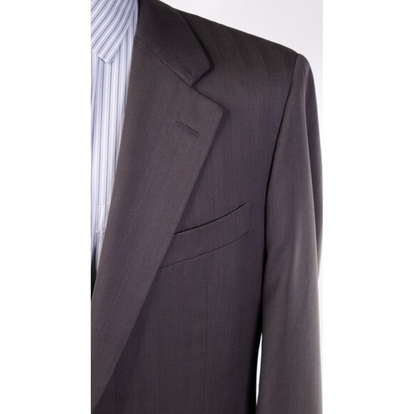 Hickey Freeman Mens 42L 2btn Brown Wool Blazer Sport Coat Suit Jacket Striped - Picture 5 of 13